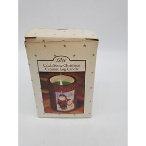 Holiday Ceramic Log Candle Holder